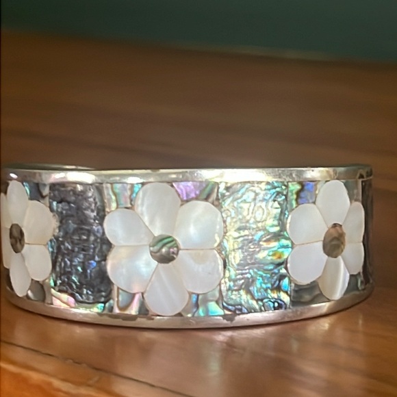 Vintage Mexican Alpaca Cuff Bracelet - Picture 1 of 11